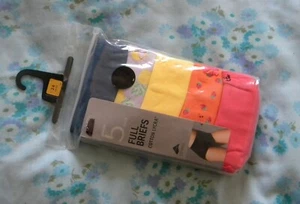 M&S 5 Pairs FULL Briefs Cotton Lycra Knickers Size 24 bright multicoloured fruit - Picture 1 of 2