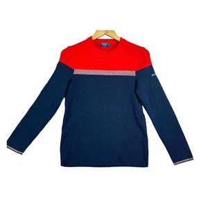 Suéter Saint James L' Atelier 100 % lana bloque de color azul marino rojo para mujer talla 6 - Imagen 1 de 17