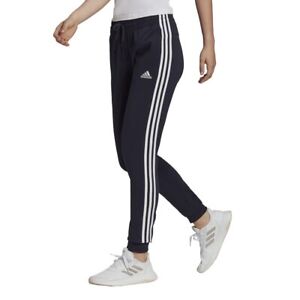 adidas Women's Standard Essentials Single Jersey 3-Stripes Pants, Legend Ink/Whi