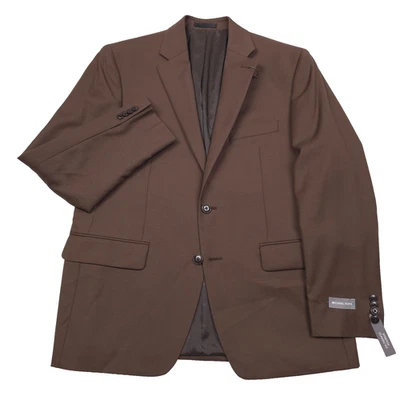 $450 Michael Kors Kidwell Marrón Sólido Mezcla de Lana Traje Chaqueta Para Hombres Talla 40S Foto 1 de 4