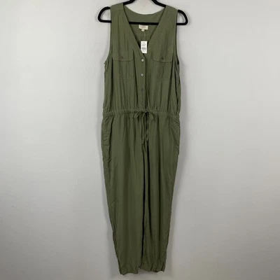 Mono LOFT Outlet Botón Frontal Talla Mediana Verde Bolsillos Sin Mangas Foto 1 de 4