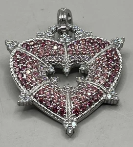 Judith Ripka rosa ombre Herz Anhänger Verstärker Sterlingsilber 0,925 Diamonique  - Bild 1 von 7