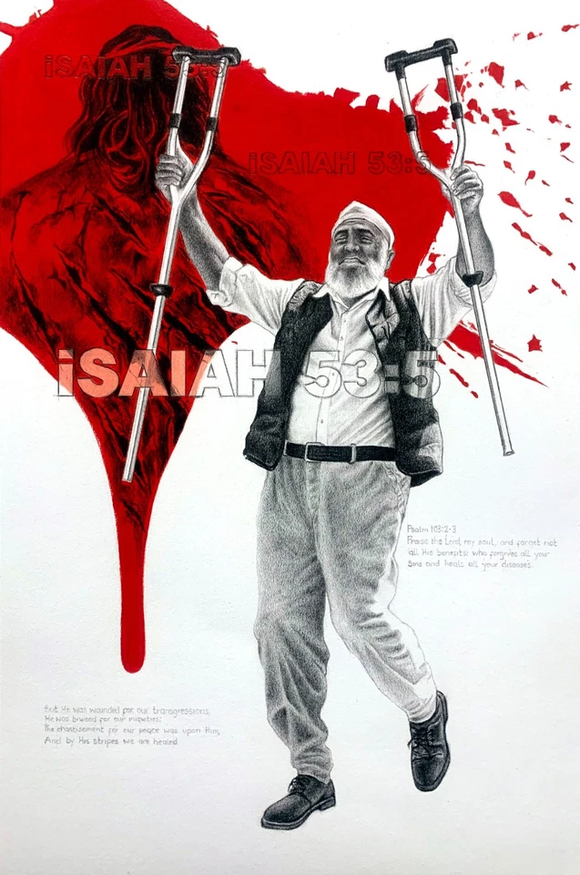 Original 10 x 15 Mix Media Drawing "ISAIAH 53:5 #2" - Realism - Image 1 of 1