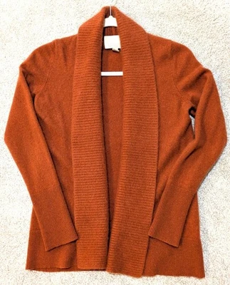 Banana Republic Women 100% Cashmere Shawl Collar Cardigan Medium Showgirl Orange - Image 1 of 4
