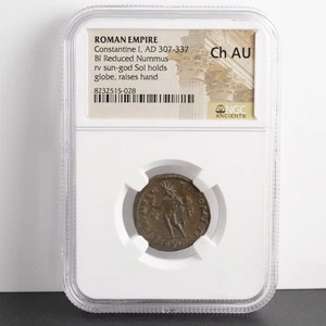 Auténtica moneda romana de Constantino I, Sol Invictus (307-337 dC) NGC (CH-AU) - Imagen 1 de 5