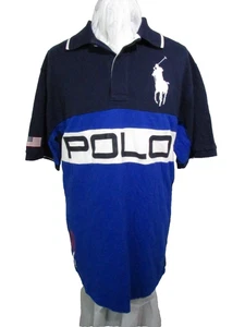 Polo Ralph Lauren Vintage P-15 blau-weiß Poloshirt Herren Größe L - Bild 1 von 10