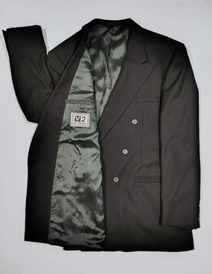 Blazer Versace V2 vintage 42L preto peito duplo década de 1990 feito nos EUA feito na União - Imagem 1 de 4