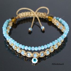 Damen Fußkette Fußband türkis mit Nazar Auge Anhänger verstellbar