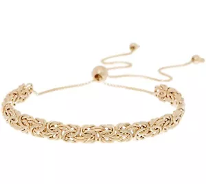 Adjustable Flat Byzantine Bracelet REAL 14K Yellow Gold For ALL WRISTS! QVC - Picture 1 of 3