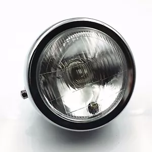 Chrome Retro Motorcycle Headlight Lamp For Yamaha Honda Kawasaki Suzuki Triumph - Foto 1 di 7
