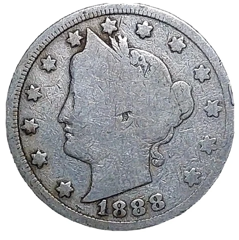 1888 Liberty "V" Nickel 5 Five Cents~Scarce Date~G+ Details Cover
