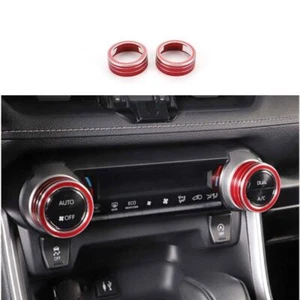 Console Air Conditioning Knob Trim Red Aluminum 2PCS For Toyota RAV4 2019-2023 - Picture 1 of 7