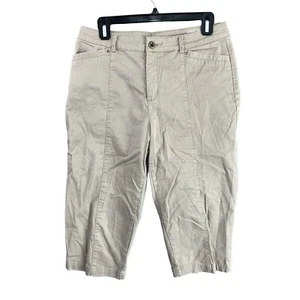 Croft & Barrow 10 beige klassische Passform Caprihose Damen Reißverschlusstaschen Stretch  - Bild 1 von 9