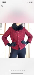 Vintage Pure Wool / Black Fox Jacket Size 10 Audrey Hepburn Style - Picture 1 of 10