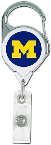 Michigan Wolverines Retractable Metal Badge Holder [NEW] NCAA Key Chain ID Ring Cover