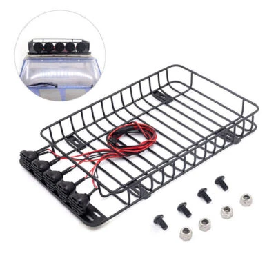 Metal Roof Rack Luggage & Light For 1/10 SCX10 TRX4 D90 TF2 CC01 RC Climbing Car - Image 1 of 4