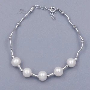 Elegantes Süßwasser Perlen Armband Sterlingsilber zart stilvoll Damen 452 - Bild 1 von 5