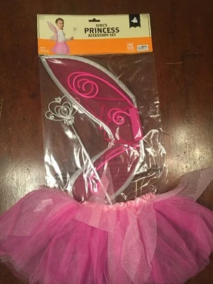Girl Ages 3+ Pink Princess Fairy Costume Accessory Set Wings & Wand Brand New - Image 1 of 4