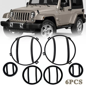 Head Light Guard Turn Signal Side Marker Lamp Covers For Jeep Wrangler 07-16 JK - Picture 1 of 8