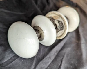 3 Pair availble Antique Vintage Old Porcelain Doorknobs Door Knobs Plate Rosette - Picture 1 of 12