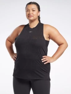 Reebok Plus Size Burnout Tank Top Women's 4X/26-28W Black Racerback Round Neck - Picture 1 of 15