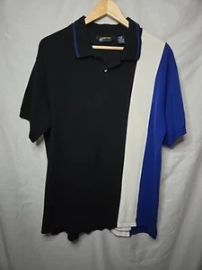 Vtg Eddie Bauer EBTEK Golf EB Polo Shirt Sz Medium Black Blue White - Picture 1 of 11