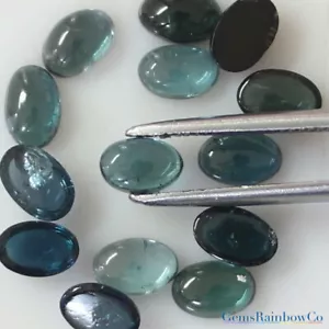 Indicolite Tourmaline Oval Cabochons 6x4mm and 7x5mm Loose gemstones AAA Quality - Picture 1 of 6