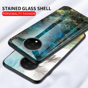 Für OnePlus 1+ 7T Luxus Marmor Hartglas Rückseite Stoßfest Handy Hülle Cover - Bild 1 von 18