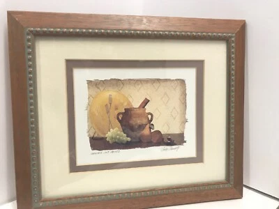 Kitchen Rustic Print Farmhouse Jar Fruit Andy Mandolf Framed 10x12” Signed - Image 1 of 4