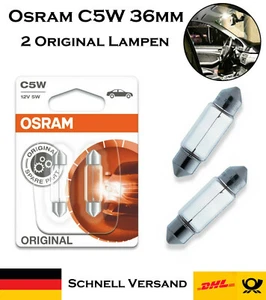 2x Osram C5W 36mm 12V 6418-02B Original Innenbeleuchtung Ersatz Soffitte Lampe - Picture 1 of 4