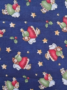 Angels & Stars Fabric Dianna Marcum 2 yds, 32" by 44" Wide Navy Blue Green Red - Picture 1 of 3