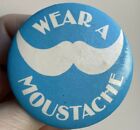 Movember Handlebar Moustache Humorous Wear A Blue Vintage Button Hat Lapel Pin
