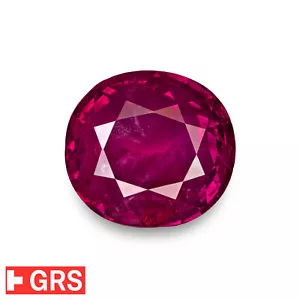 GRS Certified MOGOK BURMA Ruby 6.30 Ct. Natural Untreated OVAL Magenta Red RARE - Picture 1 of 8
