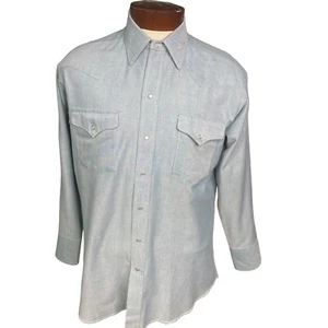 Camisa Ranch and Town Western Para Hombres 16-32 Como Nueva Verde Perla Mango a Presión Ajustada - Imagen 1 de 12