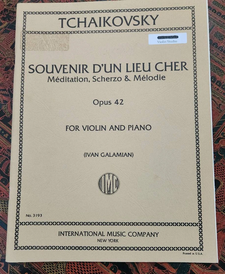 TCHAIKOVSKY, Souvenir d'un lieu cher, op. 42, Violin and Piano - Image 1 of 2
