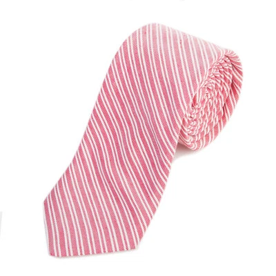 Ted Baker Archive Strawberry Red Stripe Linen Blend Tie 17866 Foto 1 de 2