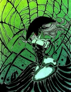 Gothic woman in black leather spider dress FANTASY ART PRINT 11" x 14" - Picture 1 of 1