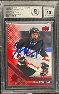 ADAM FANTILLI FIRMADO 2022 CUBIERTA SUPERIOR EQUIPO CANADÁ ROJO BECKETT GRADO AUTOMÁTICO 10/549 - Imagen 1 de 2