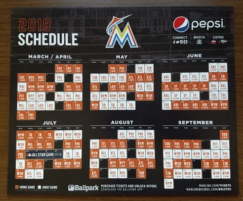 Miami Marlins Magnetic Schedule 2018 - L2 - Fast Shipping Cover