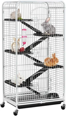  52-inch Rat Cage Multi Level Rolling Pet Cage with Water Bottle, White - Image 1 of 4