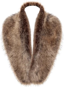 Women's Faux Fur Collar Scarf Wrap Shawl Cold Winter WarmerRaccoon - Picture 1 of 6
