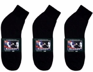 12 Pairs FULL Cushioned Sports Knocker Anklet BLACK Cotton Socks Size: 10-13 - Picture 1 of 2