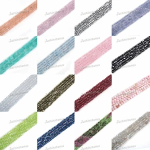 2mm to 3mm Faceted Gemstone round loose beads strand 15.5-16" DIY Jewelry Making - Picture 1 of 143