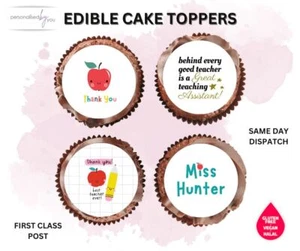 ESSBARE Cupcake Topper personalisiert DANKE LEHRER ASSISTENT EISWAFER - Bild 1 von 1