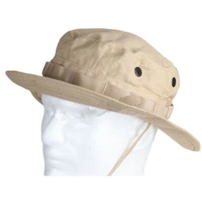 Tactical Khaki Sunshade Cap Round Brim Hat Boonie Sun Protection Headwear Sports - Image 1 of 3