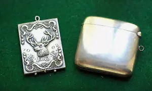 Two Antique Sterling Silver Ruby Eye Vesta Cases American & British - Picture 1 of 10