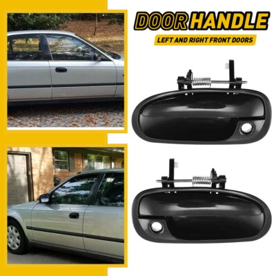 Juego de 2 manijas de puerta delantera exterior derecha lisa negra para Honda Civic 1996-2000 Foto 1 de 4