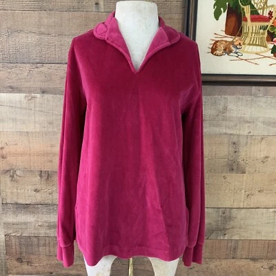 Sudadera estilo top vintage de terciopelo magenta años 70 80 M/L Foto 1 de 4