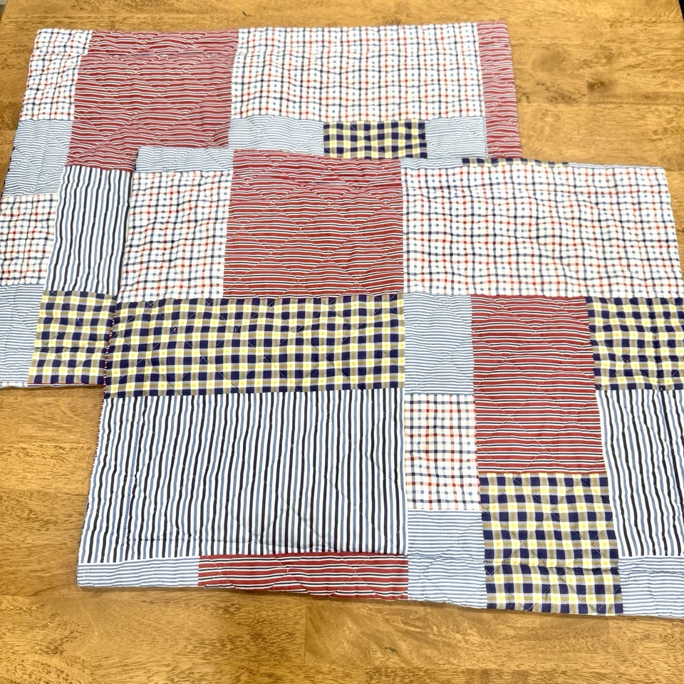 Tommy Hilfiger 枕套 2 件套格子绗缝马德拉斯拼贴海岸学院风 — 第 1/4 张图片