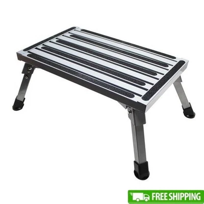 Folding Step Stool Aluminum Compact Lightweight Portable RV Home Use Stability - Image 1 of 4